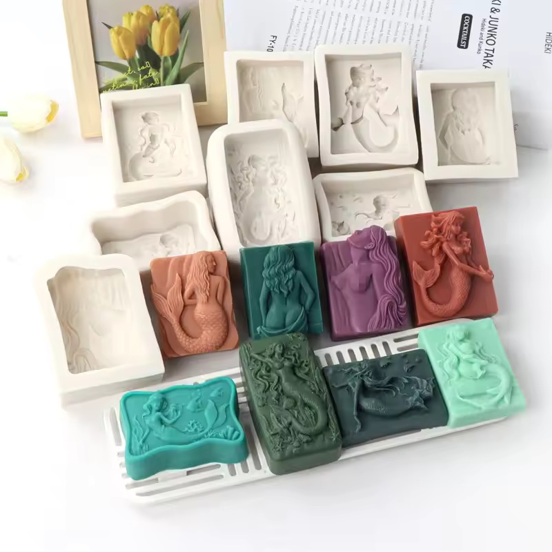 Soap Making Line - Rectangle Ocean-Style 3D Mermaid Candle Mold
