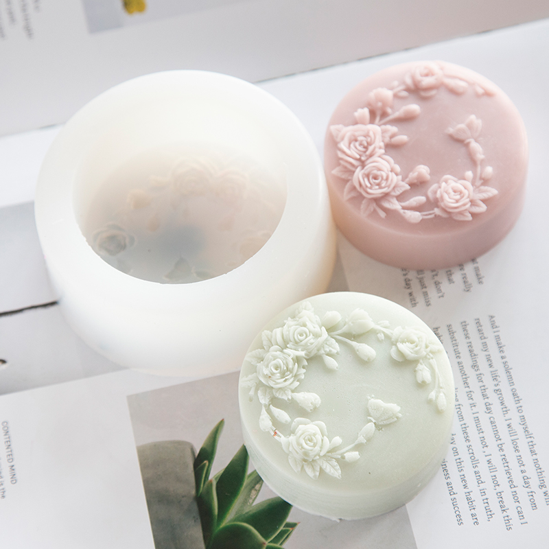 Round Shape Rose Flower Handma - огляд і ціна Soap Mold Silicone Loaf